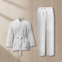 Karate uniforma Ilgaamžė kovos menų uniforma Patogi demonstracijoms 100_White Twill beige