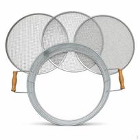 Garden Soil Sieve with Wooden Handle and Interchangeable Mesh Screens for Gardening, Agriculture, 37cm 3-piece set gray