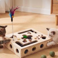 Cat Scratch Puzzle Box Interactive Nail File Indoor Use for Cats white