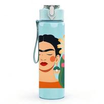 1PC Frida Kahlo Floral Portrait 750ml Color Plastic Sports Water Bottle Leakproof Flip Straw Lid Suitable for Sports Office Home Use tamsiai mėlyna