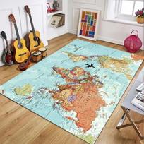 World Map Printed Carpet Children's Education Climbing Mat Kitchen Bedroom Living Room Carpet Entrance Porch Decoration Rug 40X60cm beige