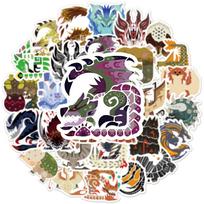 50Pcs Monster Hunter Cartoon Game Stickers Diy Laptop Luggage Skateboard Graffiti Decals Sticker Classic Kid Toys Party Gifts gray