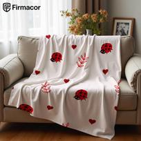 Ladybug Hearts Ultra Soft Sherpa Fleece Blanket Fluffy Warm Halloween Cozy Throw for Sofa Couch Bedroom Gift All season 100X130CM