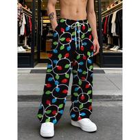 Men's 3D Vintage Pattern Printed Baggy Casual Trousers,  Elastic Drawstring Waist with Pockets, for Spring Summer Home Outdoor Vacation 5XL tamsiai violetine spalva