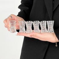 Luxury Thick Glass Shot Glasses Set Embossed Jewel Pattern Whiskey Vodka Espresso Cups for Home Bar Restaurant Use 5 6PCS