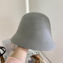 Japoniška grynos vilnos kibiro formos kepurė, moteriška žvejo kepurė, juoda ir balta kibiro formos kepurė, šilta M(56-58cm) šviesiai pilka spalva