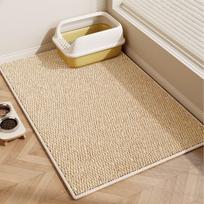 Modern Minimalist Pet Mat Cat Litter Box Feeding Area Non-Slip Durable Washable Floor Pad In Faux Sisal 100x120cm Abrasion Slip Resistant pilkšvai balta