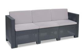 Trivietė sintetinio ratano sofa Colorado antracito Bica