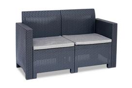 Antracito spalvos Bica dvivietė sintetinio ratano sofa Nebraska 2