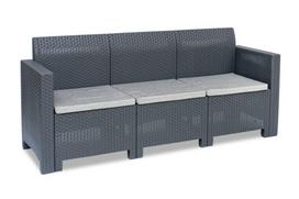 Antracito spalvos Bica trivietė sintetinio ratano lauko sofa Nebraska 3