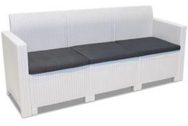 Didelė trivietė sintetinio ratano lauko sofa Nebraska, balta Bica