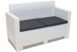 Bica baltos spalvos sintetinio ratano dvivietė sofa Nebraska