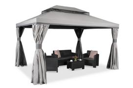 Lauko paviljonas su tinkleliu nuo uodų ir užuolaidomis Valencia 3x4 m pilkos spalvos Garden Point