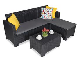 Sintetinio ratano kampinė sofa Nebraska Relax antracitinis Bica