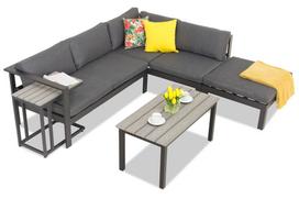 Moderni aliuminio kampinė sofa Cardiff Garden Point antracito spalvos