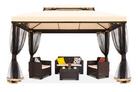 Kreminės spalvos lauko paviljonas su tinkleliu nuo uodų Valencia 3x4 m Garden Point