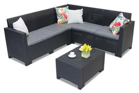 Sintetinio ratano kampinė sofa Nebraska Corner 5 antracitinis Bica
