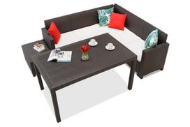 Sintetinio ratano kampinė sofa su lauko staliuku Nebraska Comida 5 brown Bica