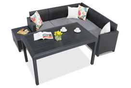 Sintetinio ratano kampinė sofa su lauko staliuku Nebraska Comida 5 anthracite Bica
