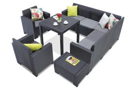 Sintetinio ratano komplektas su kampine sofa Dallas Nebraska Comida 7 anthracite Bica