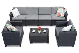 Sintetinio ratano komplektas su prailginta sofa Colorado Coffee 6 Max antracito Bica