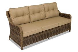 Sintetinio ratano trivietė sofa Toledo rudos spalvos Garden Point