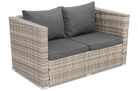 Pilkos spalvos „Garden Point“ 2 vietų sintetinio ratano sofa „Roma“