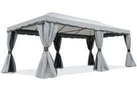 Lauko paviljonas su tinkleliu nuo uodų ir užuolaidomis Valencia 3x6m grijs Garden Point