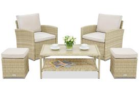 Sodo baldai Monaco Terrace + 2 pufai Garden Point smėlio spalvos
