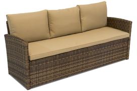 Sintetinio ratano trivietė sofa Monaco rudos spalvos Garden Point