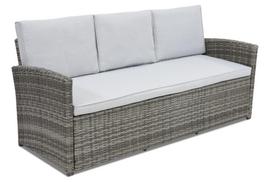 Sintetinio ratano trivietė sofa Monaco pilkos spalvos Garden Point