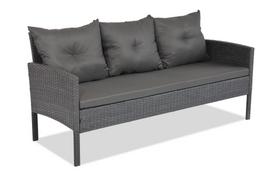 Sintetinio ratano trivietė sofa Bari antracito spalvos Garden Point