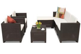 Sintetinio ratano poilsio baldai Colorado Relax Corner 6 rudos spalvos Bica