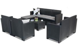 Sintetinio ratano poilsio baldų komplektas Nebraska Relax Corner 8 antracito spalvos Bica