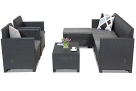 Sintetinio ratano poilsio baldų komplektas Nebraska Relax Corner 6 antracito spalvos Bica