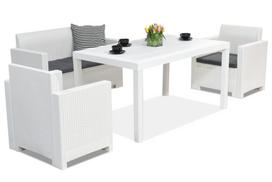 Sintetinio ratano baldai Nebraska Apetito 4 White Bica