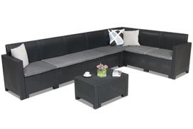 Sintetinio ratano kampinė sofa komplekte Nebraska Corner Max 7 antracito Bica