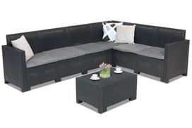 Antracito spalvos Bica sintetinio ratano kampinė sofa Nebraska su stalu Corner Max 6