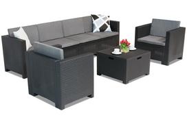 Sintetinio ratano komplektas su prailginta sofa Colorado Coffee Box Max 6 antracito Bica