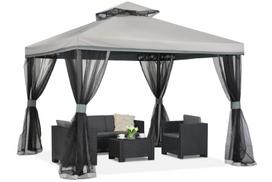 Lauko paviljonas su tinkleliu nuo uodų pilkos spalvos Valencia 3x3 m Garden Point