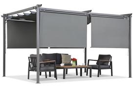 Antracitinė terasos pergola su ritininėmis užuolaidomis La Palma 3x4 Garden Point