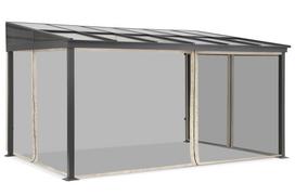 Aliuminė terasos stoginė 3 x 5 m Tarragona su smėlio spalvos tinkleliu nuo uodų Garden Point