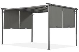 Antracitinė terasos pergola Seville 3x4 m su tinkleliu nuo uodų ir užuolaidomis Garden Point
