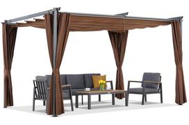 Ruda terasos pergola La Palma 3x4 m su užuolaidomis Garden Point