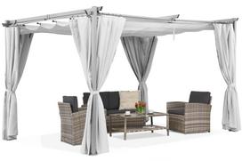 Balta terasos pergola La Palma 3x3 m su užuolaidomis Garden Point