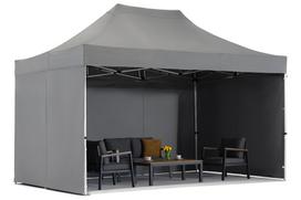 Antracito spalvos greitai pastatoma sodo palapinė Manta 3 x 4,4 m su užuolaidomis Garden Point