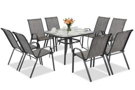 Metaliniai sodo baldai Modena pilki 8 asmenims su kvadratiniu stalu Garden Point