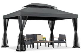 Antracito spalvos sodo paviljonas su tinkleliu nuo uodų Valencia 3x4 m Garden Point