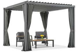Antracito spalvos terasos pergola Madeira 3x4m su užuolaidomis Garden Point