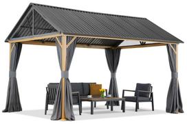 Aliuminė sodo pavėsinė Teramo su užuolaidomis 3x5,8 m Garden Point